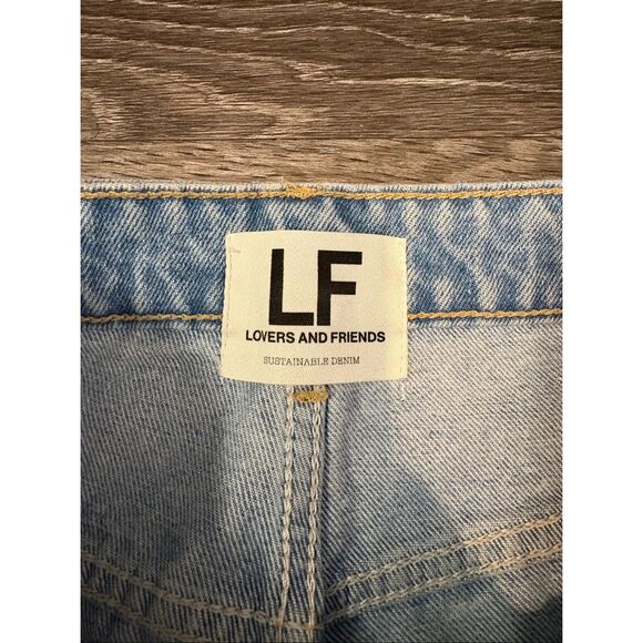 Lovers + Friends Reece High‑Rise Slim Straight Palms Jeans Light Wash Denim 28 - Picture 7 of 13